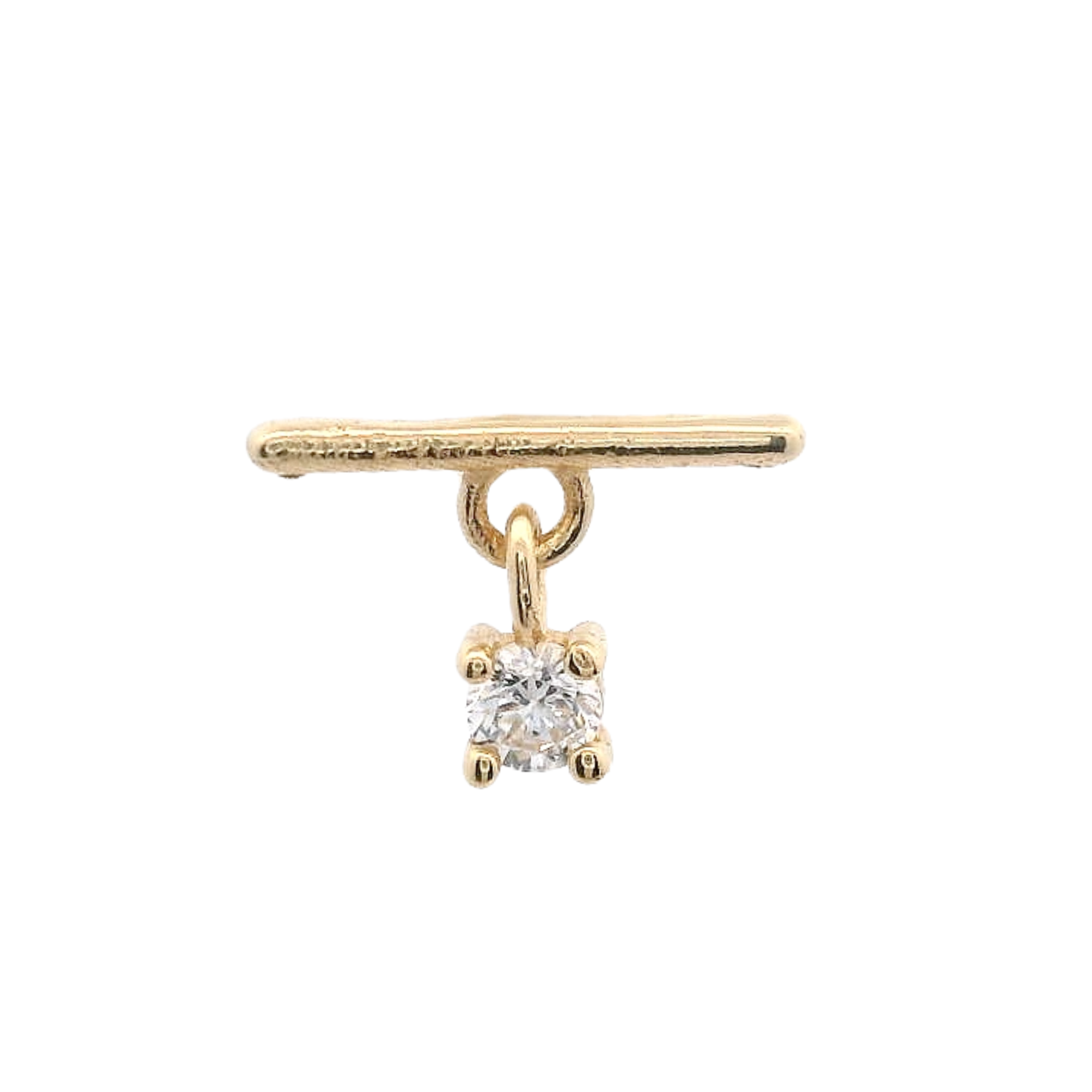 PIERCING BAR DANGLING CRYSTAL IN 14KT YELLOW GOLD