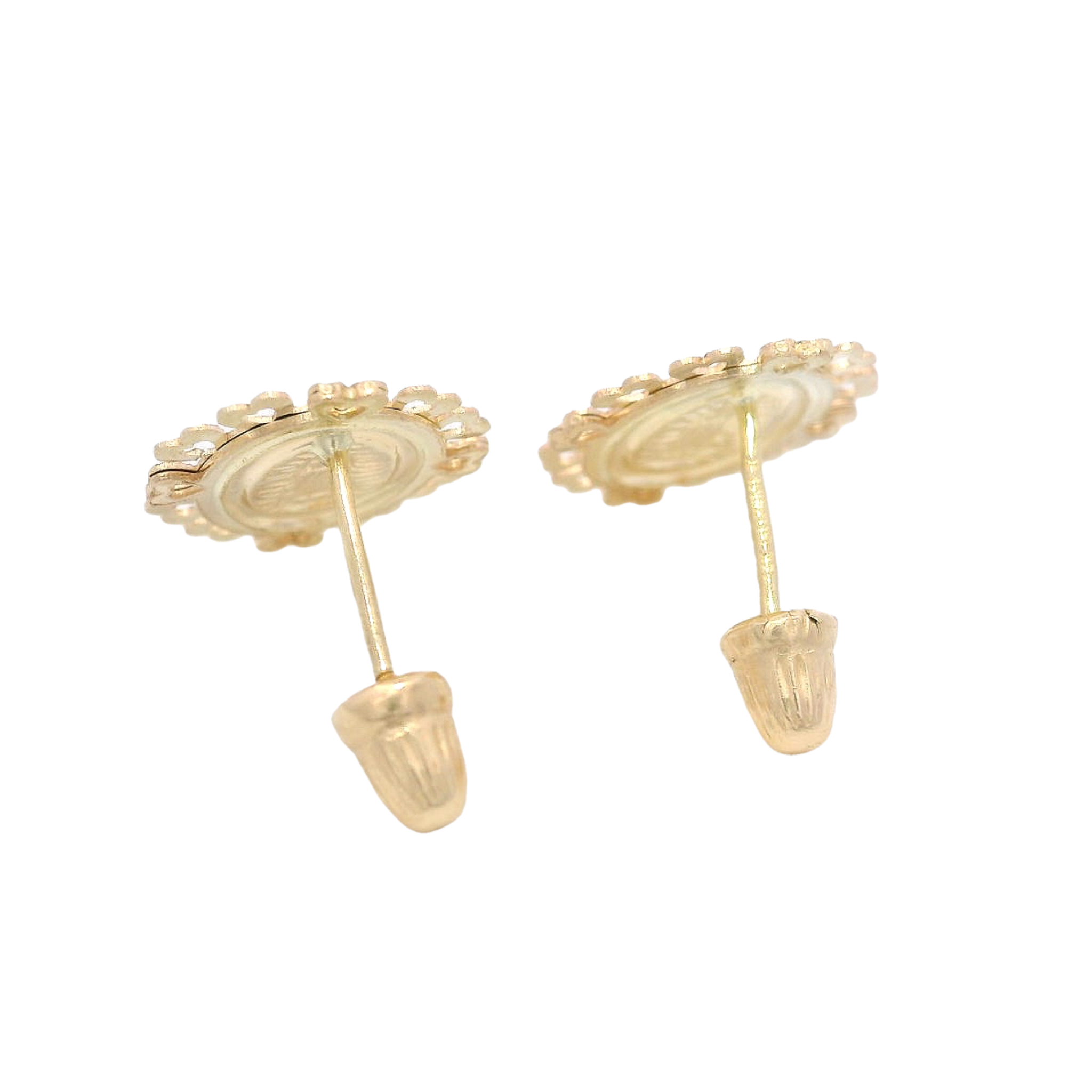 EARRINGS VIRGIN WITH HEARTS IN 14KT YELLOW GOLD