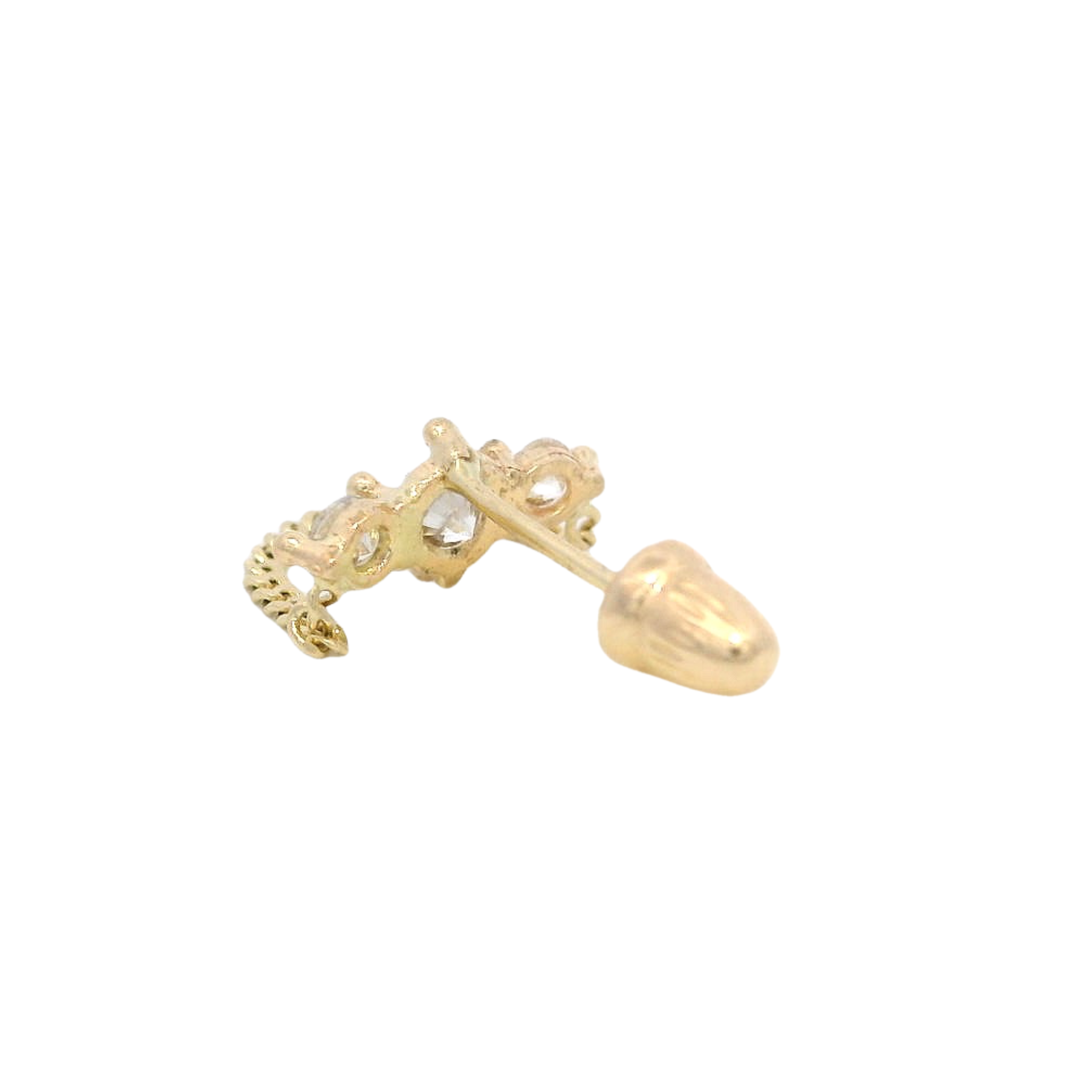 PIERCING THREE STONE WITH CHAIN IN 14KT YELLOW GOLD