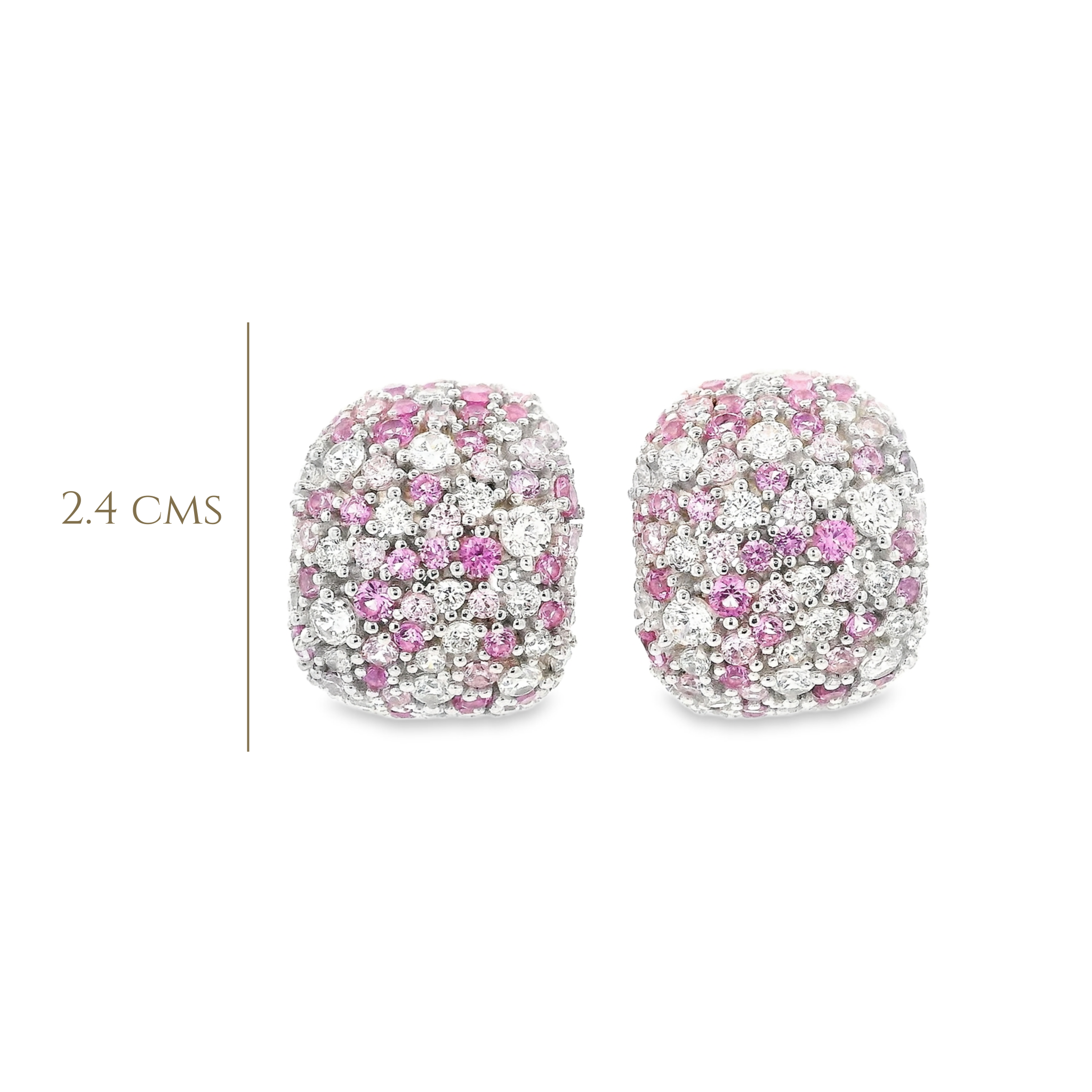 925SS DOME PAVE WHITE AND PINK CZ EARRINGS