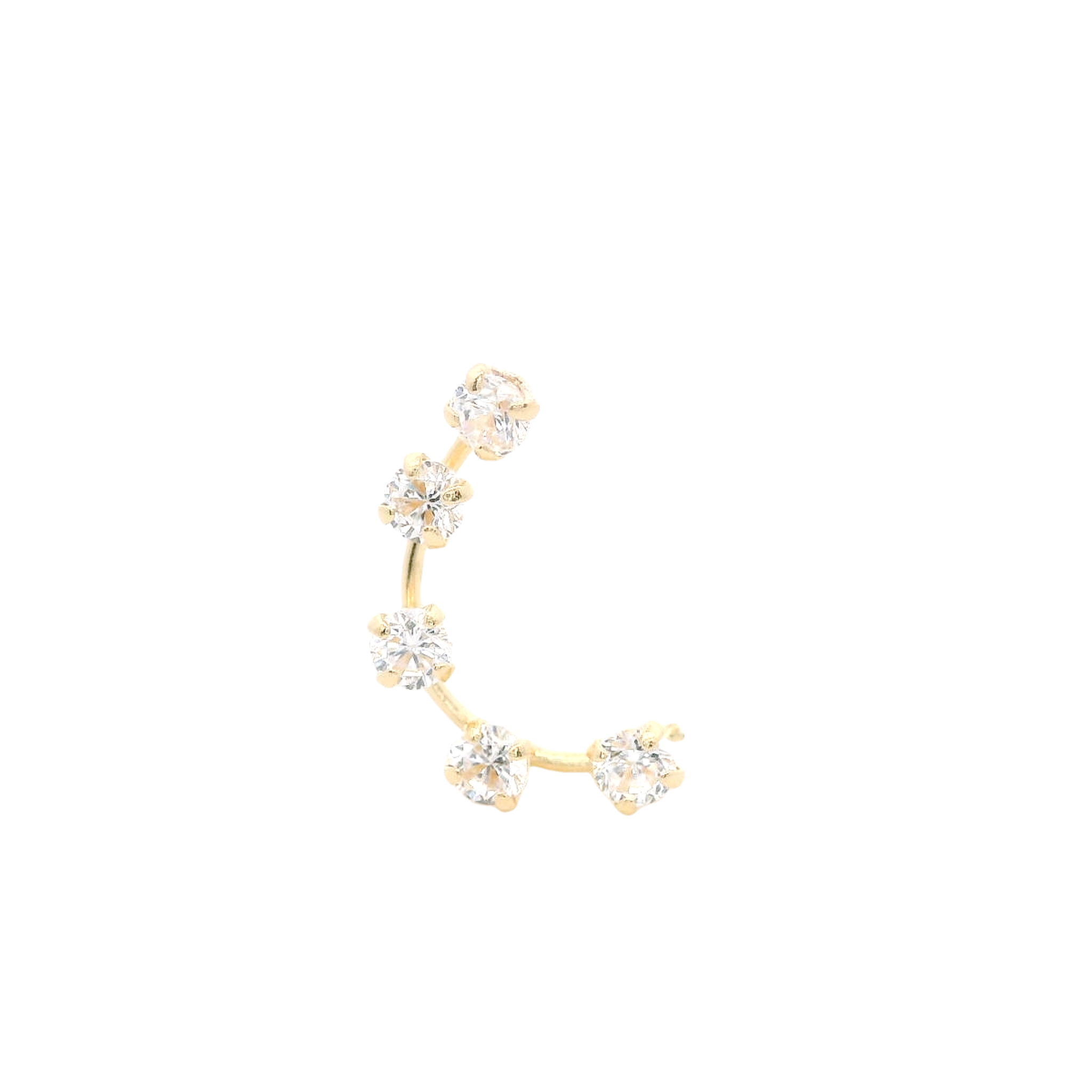 PIERCING CURVE WITH CRYSTALS IN 14KT YELLOW GOLD
