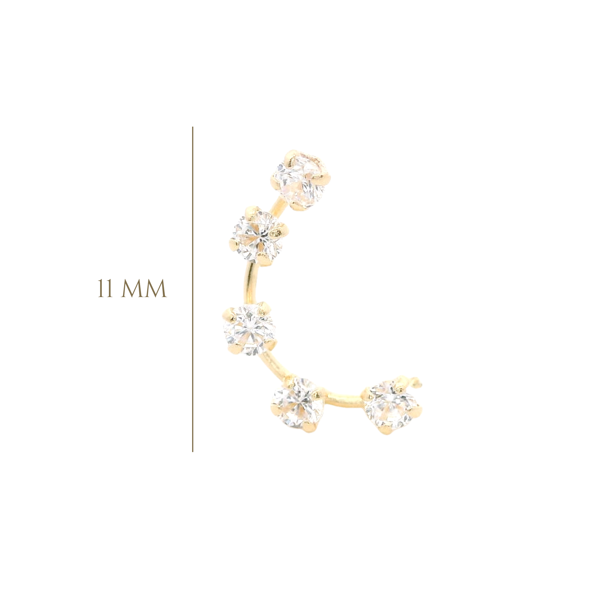 PIERCING CURVE WITH CRYSTALS IN 14KT YELLOW GOLD
