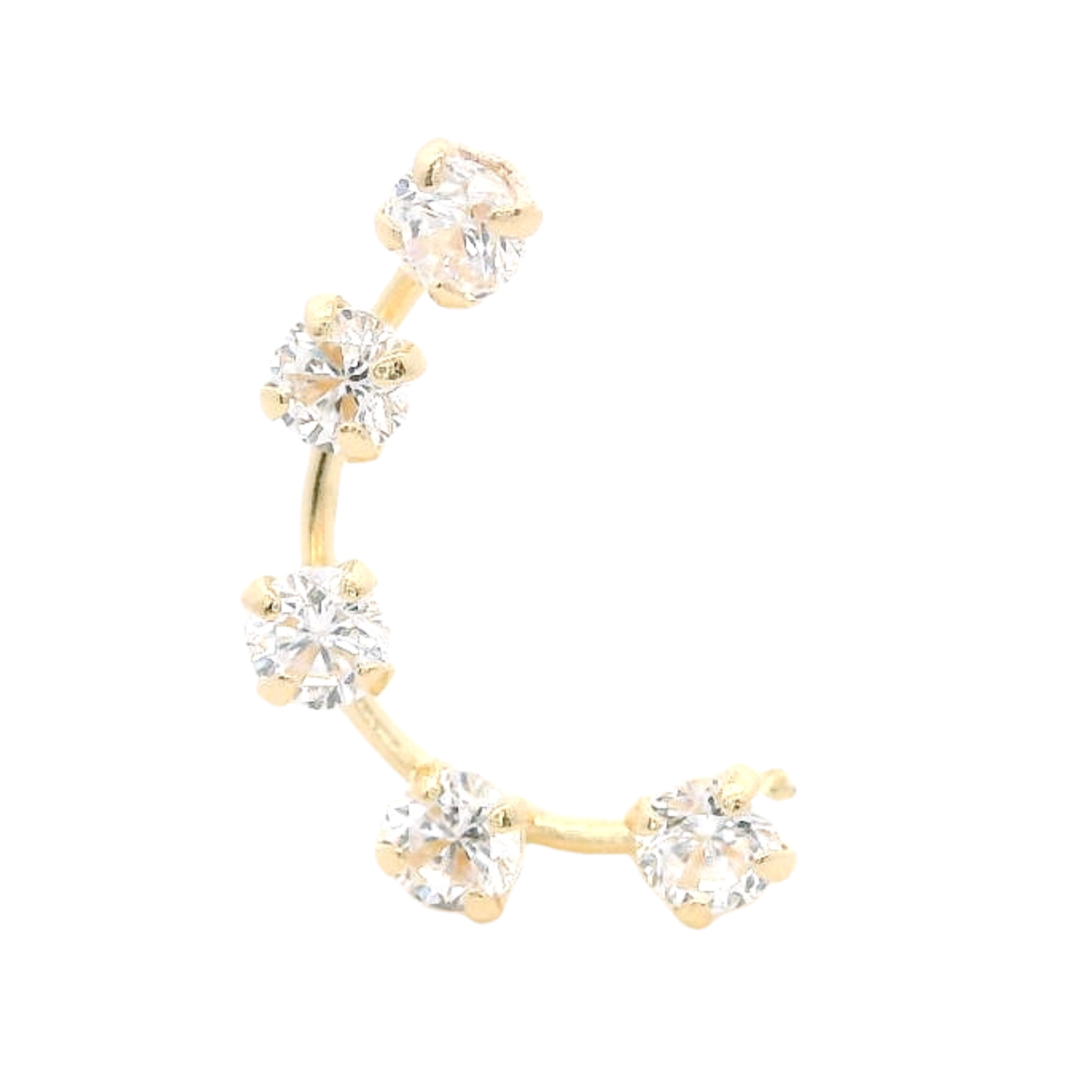 PIERCING CURVE WITH CRYSTALS IN 14KT YELLOW GOLD