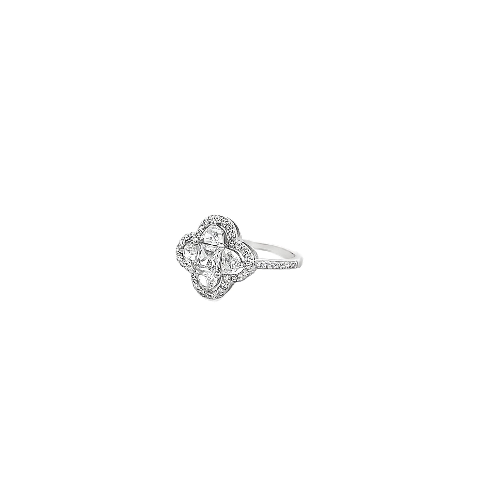 925SL CLOVER OUTLINE CLUSTER RING T6