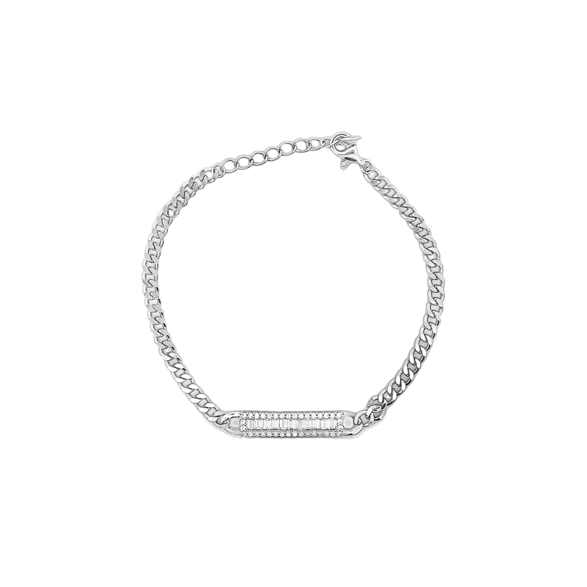 925SL CURB LINK BAR BAGUETTE BRACELET