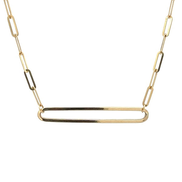 14k GOLD LINK CHAIN WITH HORIZONTAL PENDANT