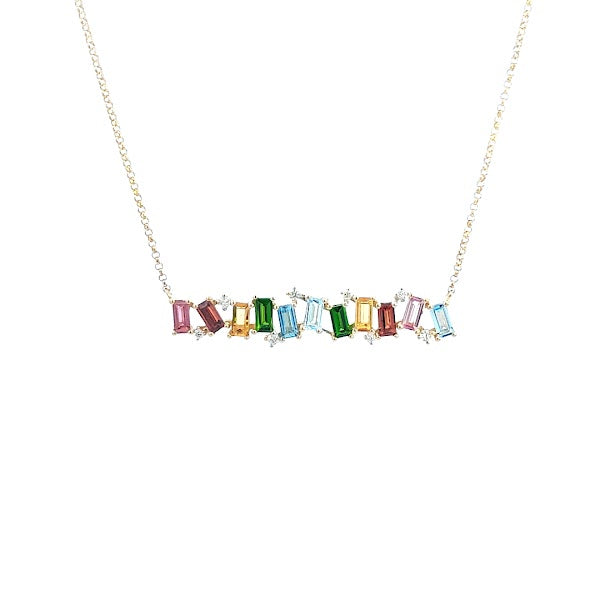 14K GOLD MULTISAPPHIRE NECKLACE