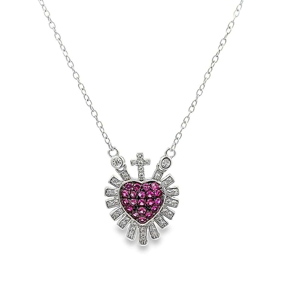925 SILVER PLATED SACRED HEART NECKLACE