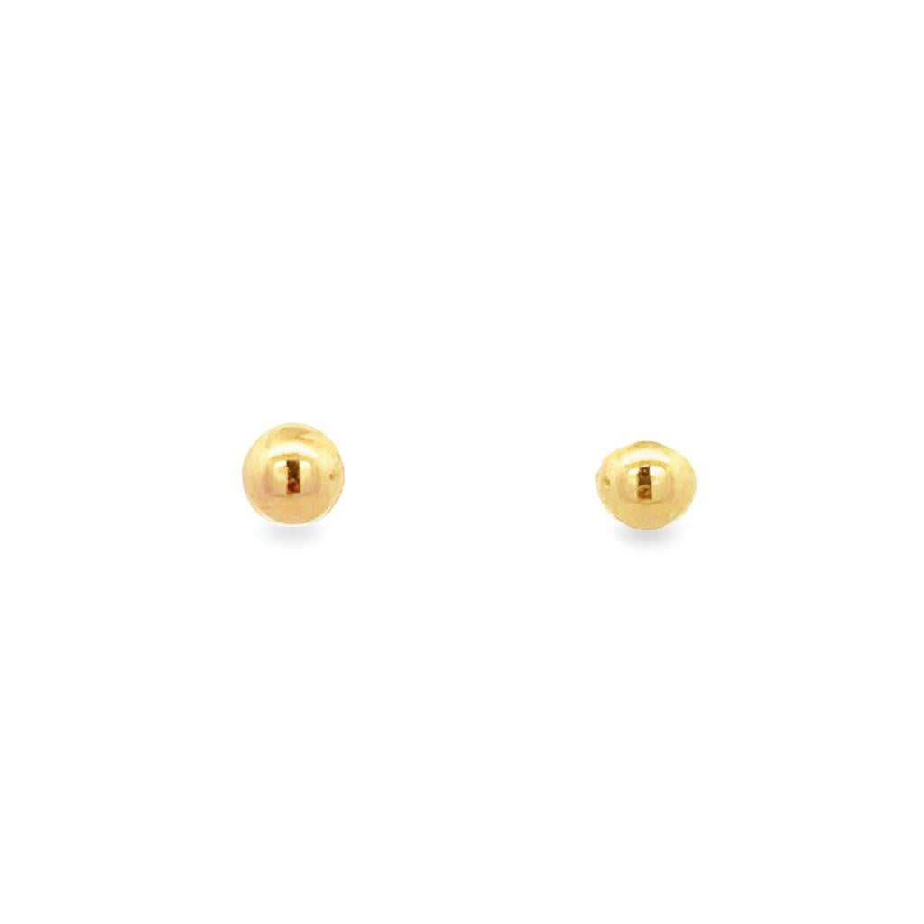 Tiny Trinity Ball Back Earrings in 14K Gold, Pair of Earrings / Gold at Maison Miru