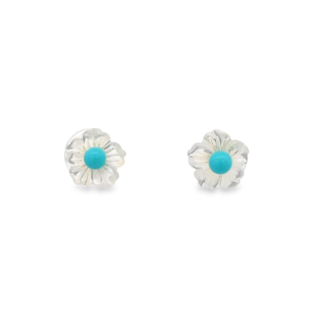 14K MOTHER OF PEARL FLOWER EARRINGS