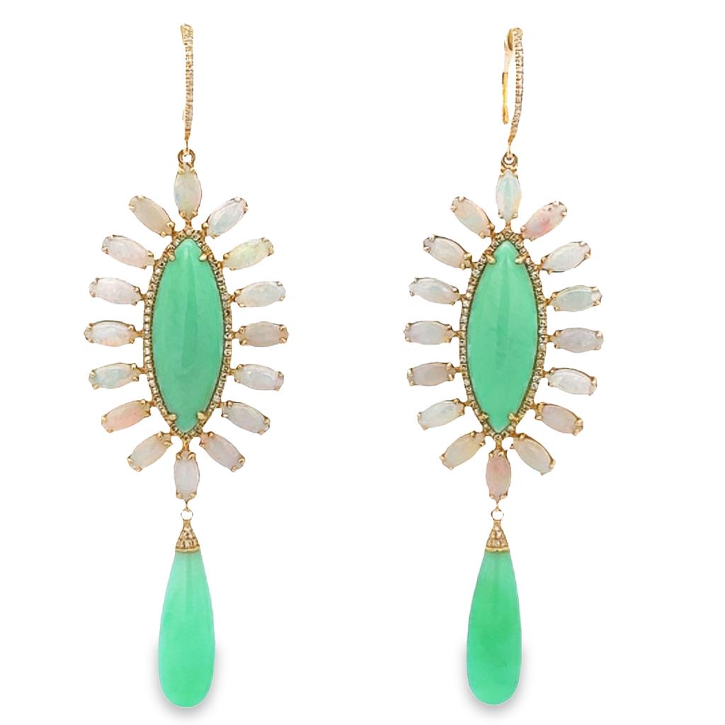 14KY CHRYSOPHASE OPAL DIAMOND EARRING156 D 0.34 32 OP 4.27 4 CP 23.73 14KY 9.68