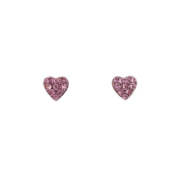 14K GOLD PINK SAPPHIRE HEART EARRINGS