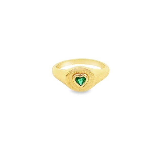 14K GOLD EMERALD HEART RING