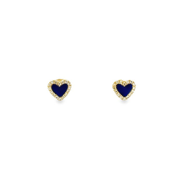 14K GOLD HEART LAPISLAZULI EARRINGS