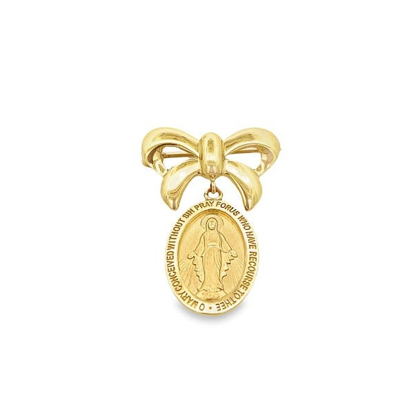 14K GOLD PIN WITH MIRACULOUS VIRGIN