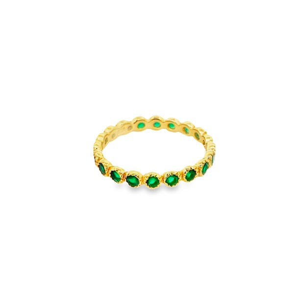 925 GOLD PLATED INFINITY RING WITH GREEN ONYX