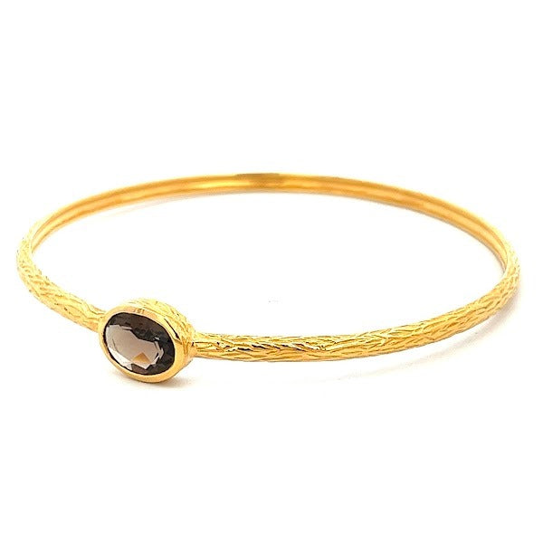 925 GOLD PLATED SMOKY QUARZ BANGLE