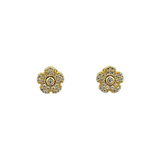 925 SILVER GOLD PLATED SMALL FLOWER STUD EARRINGS
