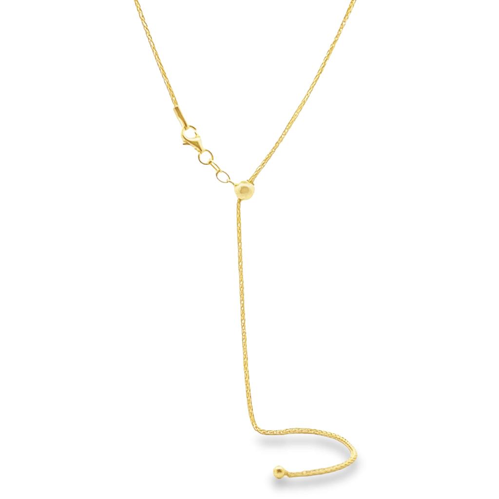 925 SILVER ADJUSTABLE GOLD PLATED SPIGA 1MM CHAIN 24 PULG