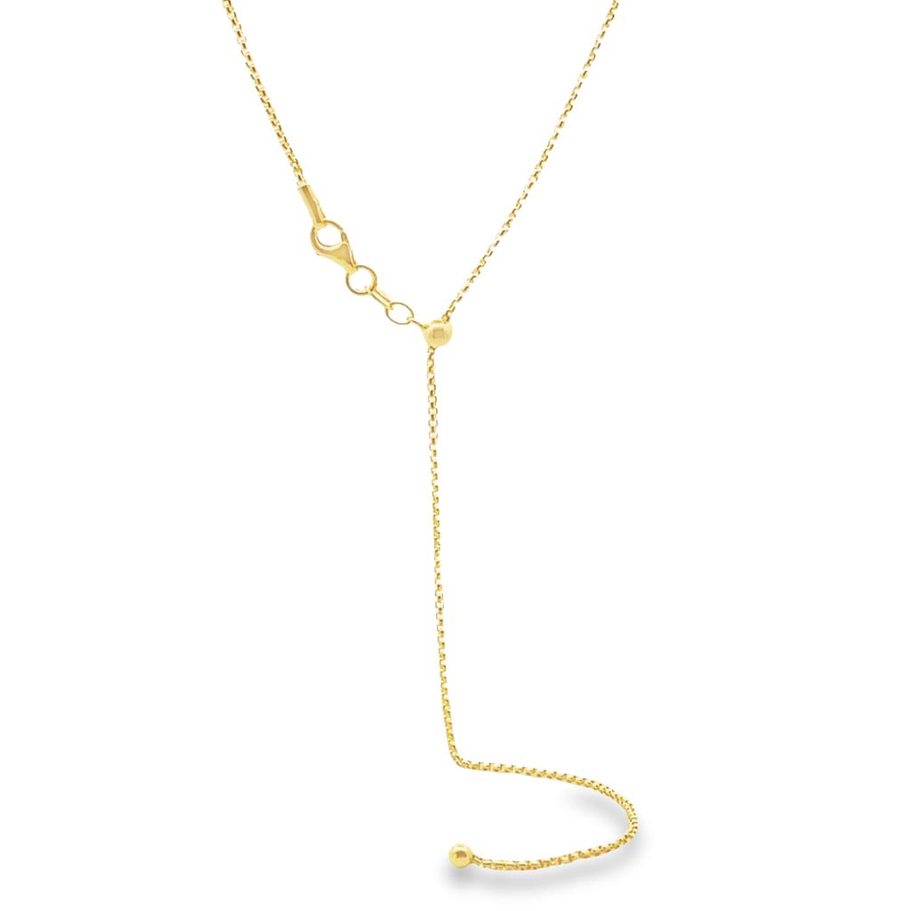 925 SILVER ADJUSTABLE GOLD PLATED ROUND BOX CHAIN 24 PULG