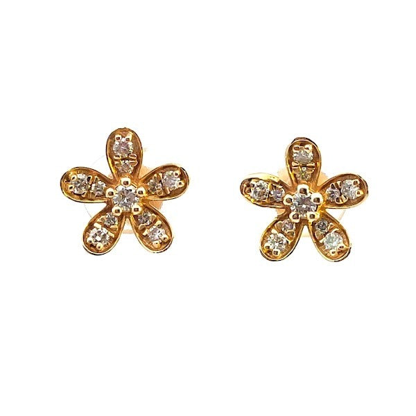 14K GOLD DIAMOND FLOWER EARRINGS