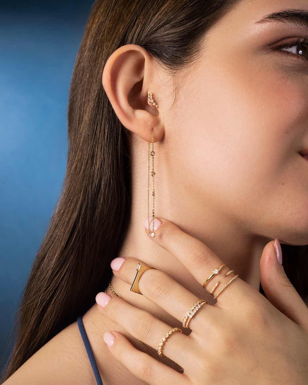 D0.35 14KY DROP CHAIN EARRING