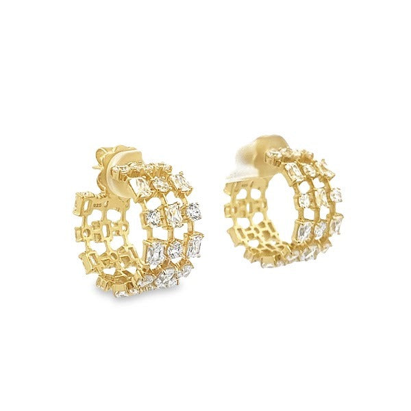 EARRING SILVER CENTER WHITE CZ GP
