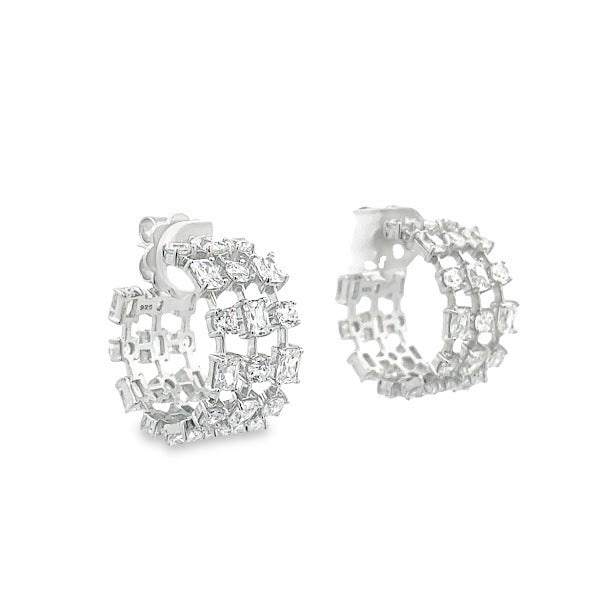 EARRING SILVER CENTER WHITE CZ RP