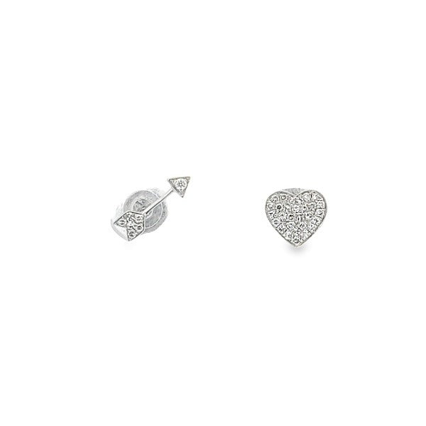 D0.12 14KW HEART ARROW DIAMOND STUD EARRING