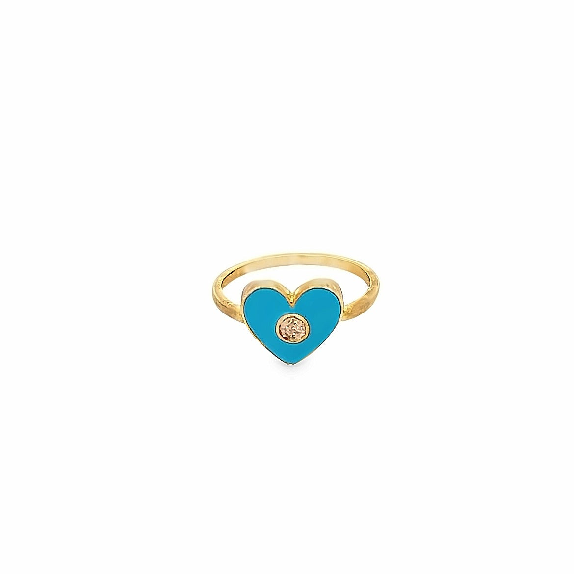 925 SILVER GOLD PLATED BABY BLUE ENAMEL HEART RING