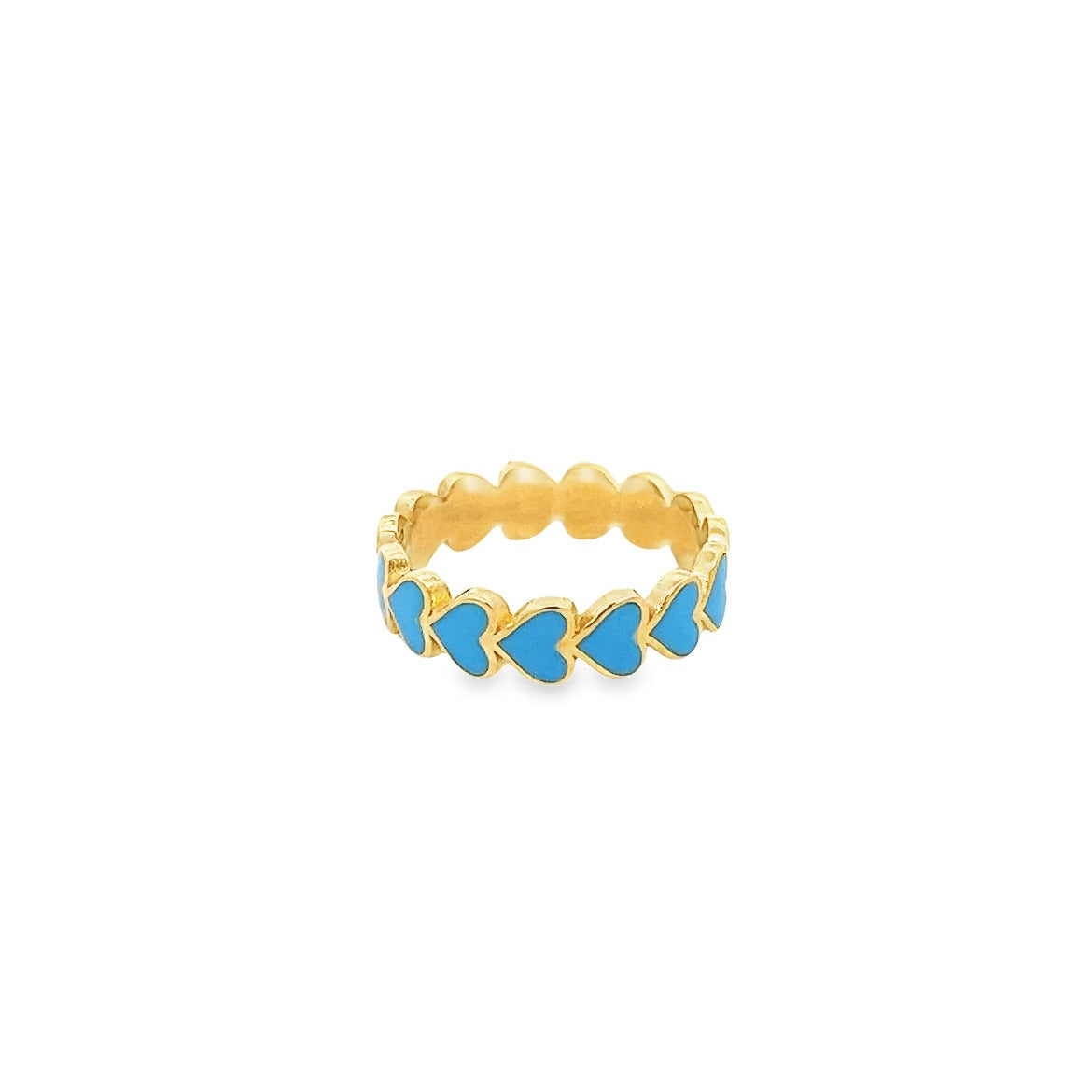 925 SILVER GOLD PLATED BABY BLUE ENAMEL RING