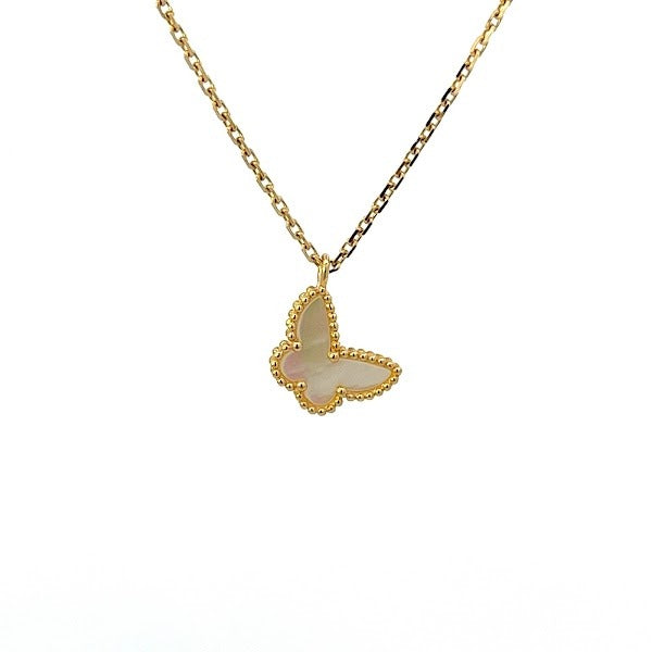 18K GOLD MOTHER OF PEARL BUTTERFLY NECKLACE