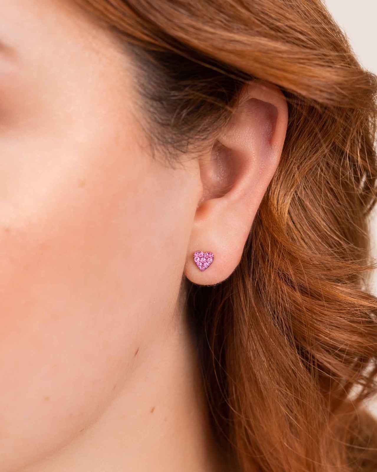 14KY PINKSAPPHIRE 0.30CT HEART EARRINGS