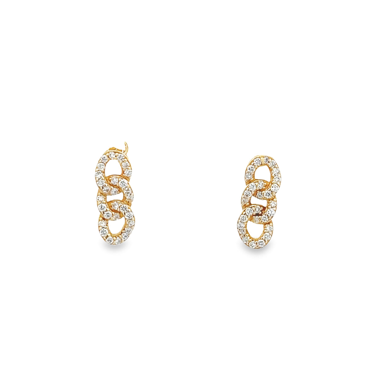 14K GOLD EARRINGS WITH DIAMOND LINKS