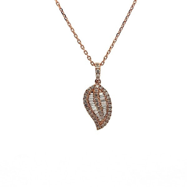 18K ROSE GOLD DIAMOND LEAF NECKLACE