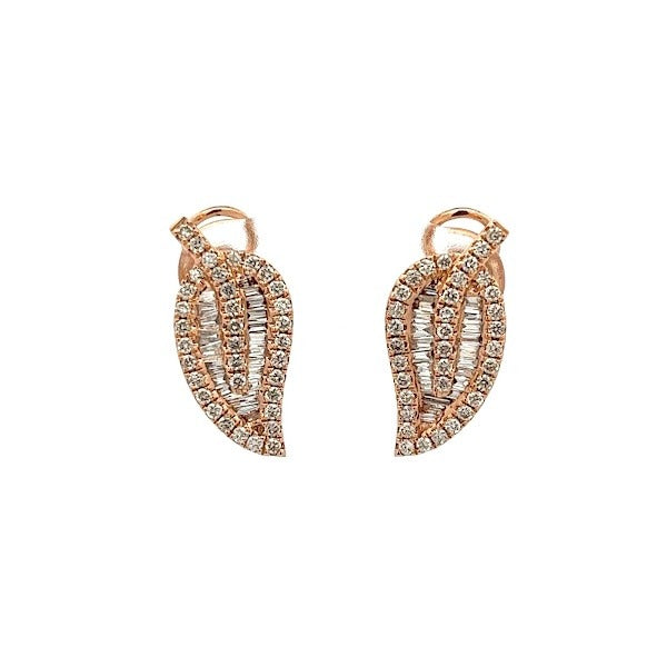 18K ROSE GOLD DIAMOND LEAF EARRINGS