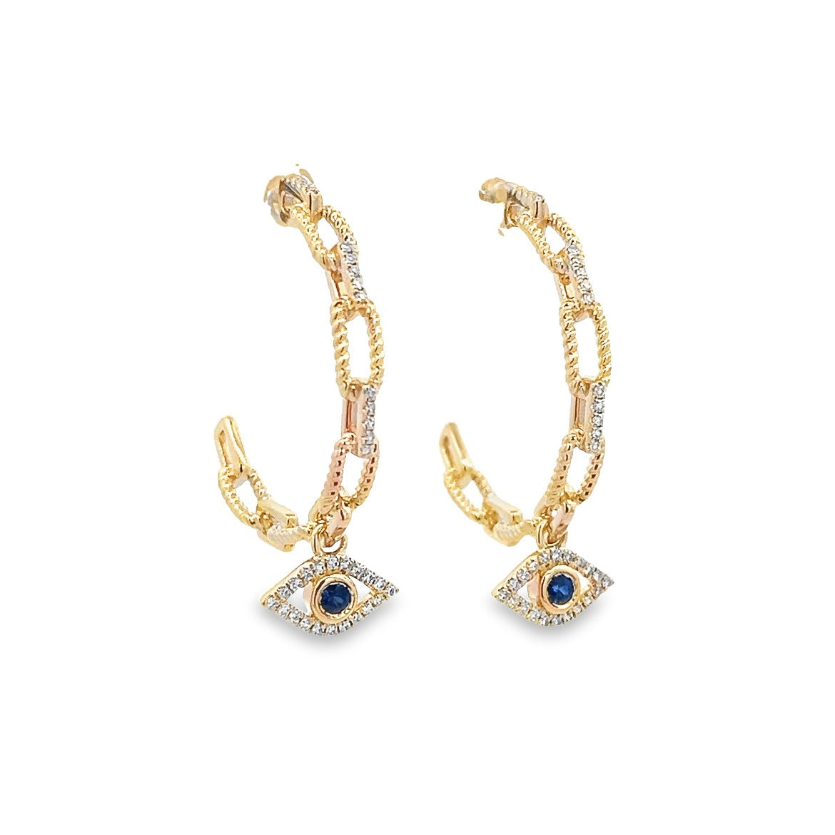 D0.18CT 14KY LINK GILT EYE EARRINGS BS0.13CT