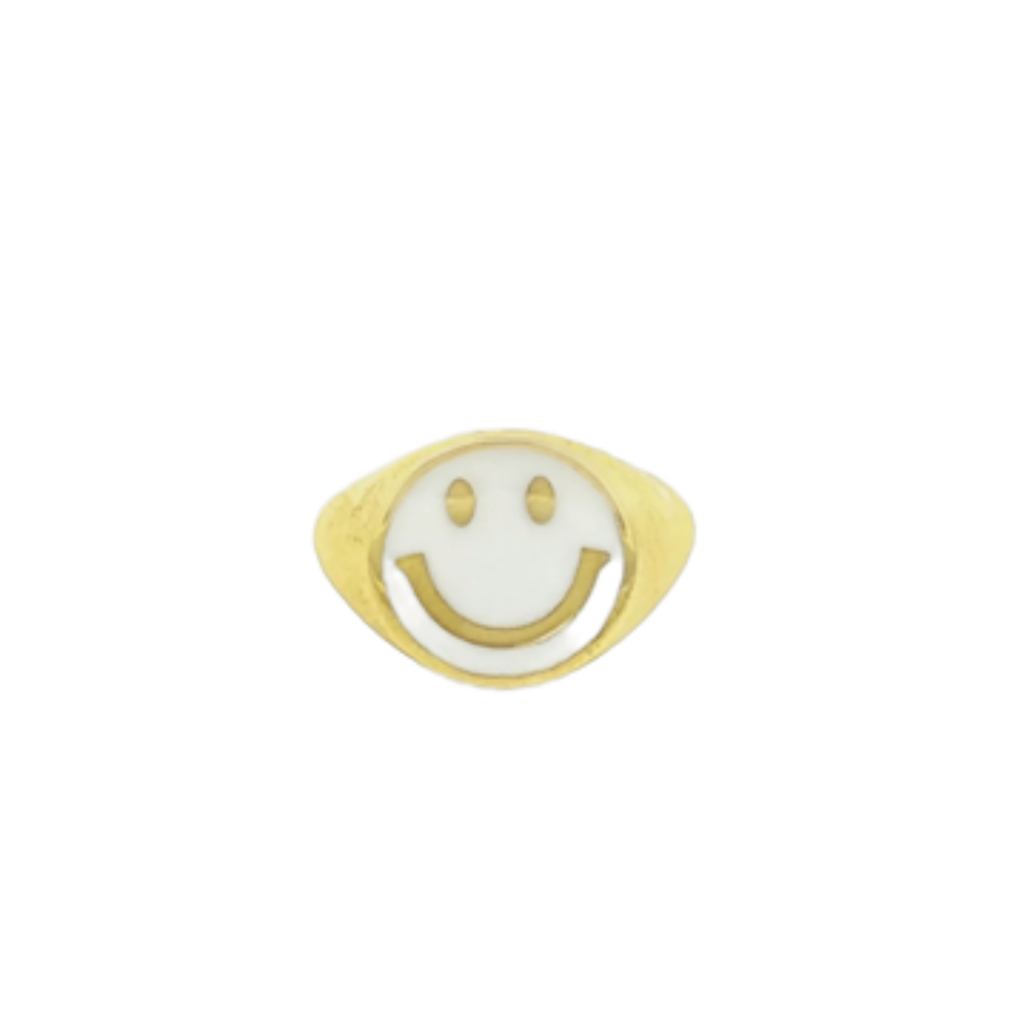 ANILLO DE ESMALTE CELESTE CON CARITA FELIZ EN PLATA 925 CON BAÑO DE ORO AMARILLO - C'SANTOS