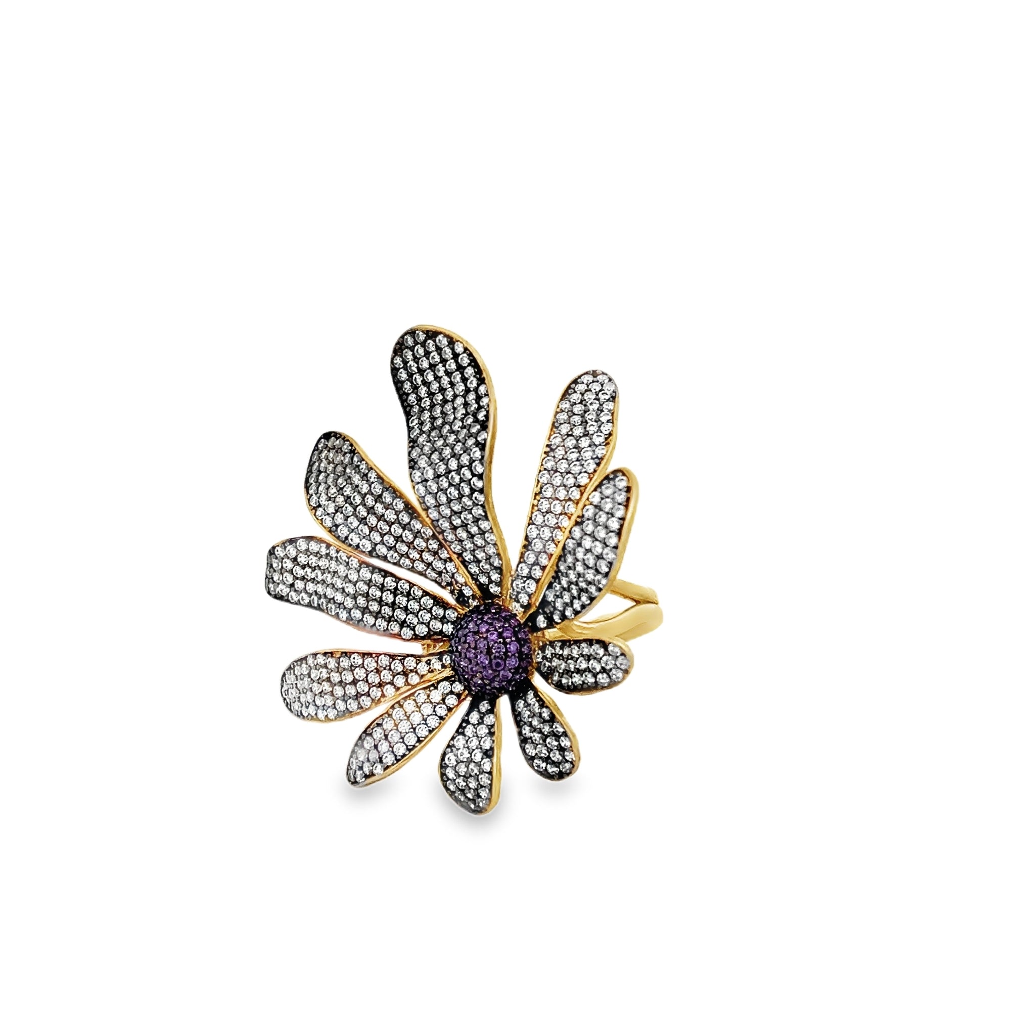 ANILLO DE FLOR CON CRISTALES - C'SANTOS