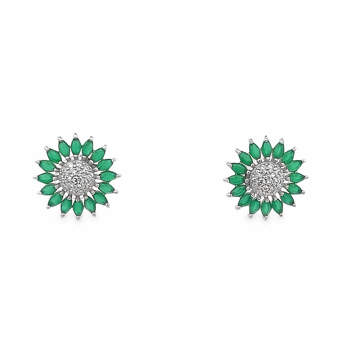 ARETES DE PLATA 925 CON CRISTALES VERDES - C'SANTOS