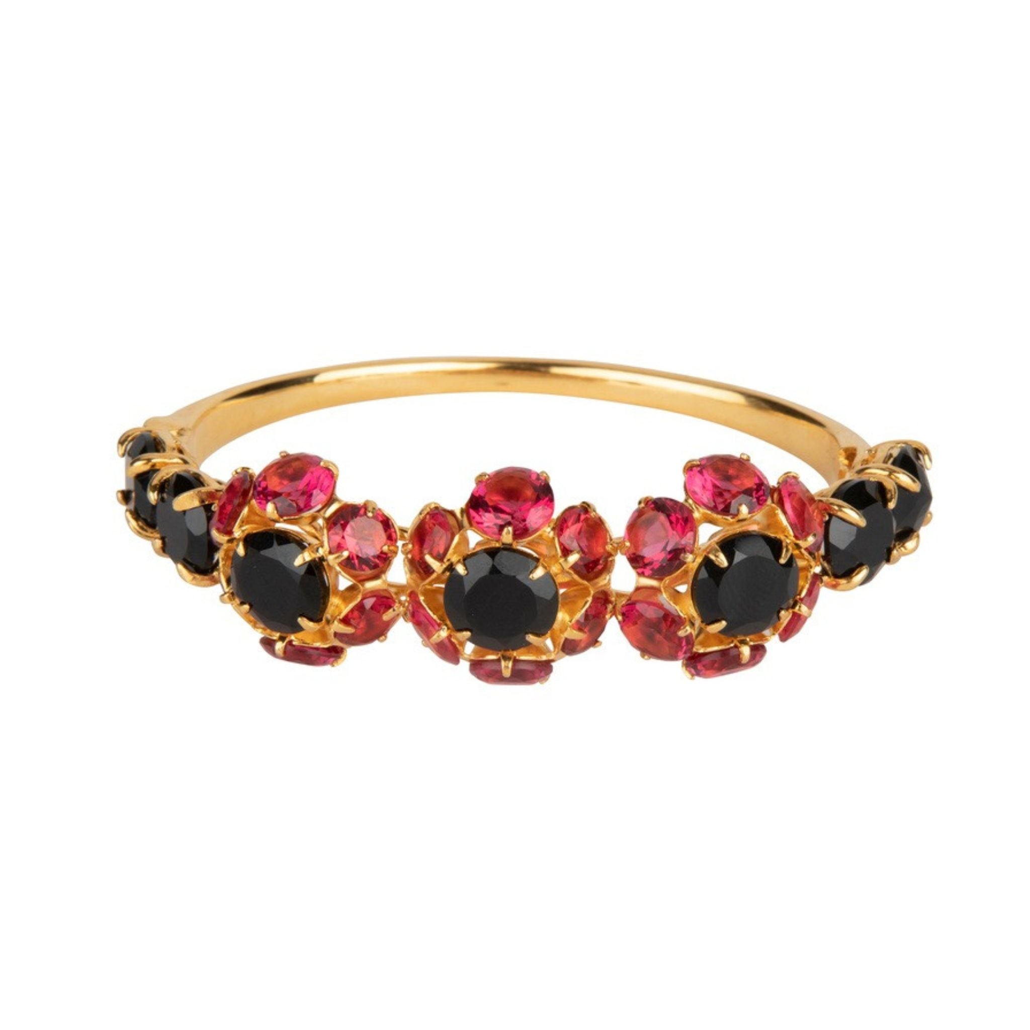 BANGLE BLACK ONYX AND FUCHSIA CZ - C'SANTOS
