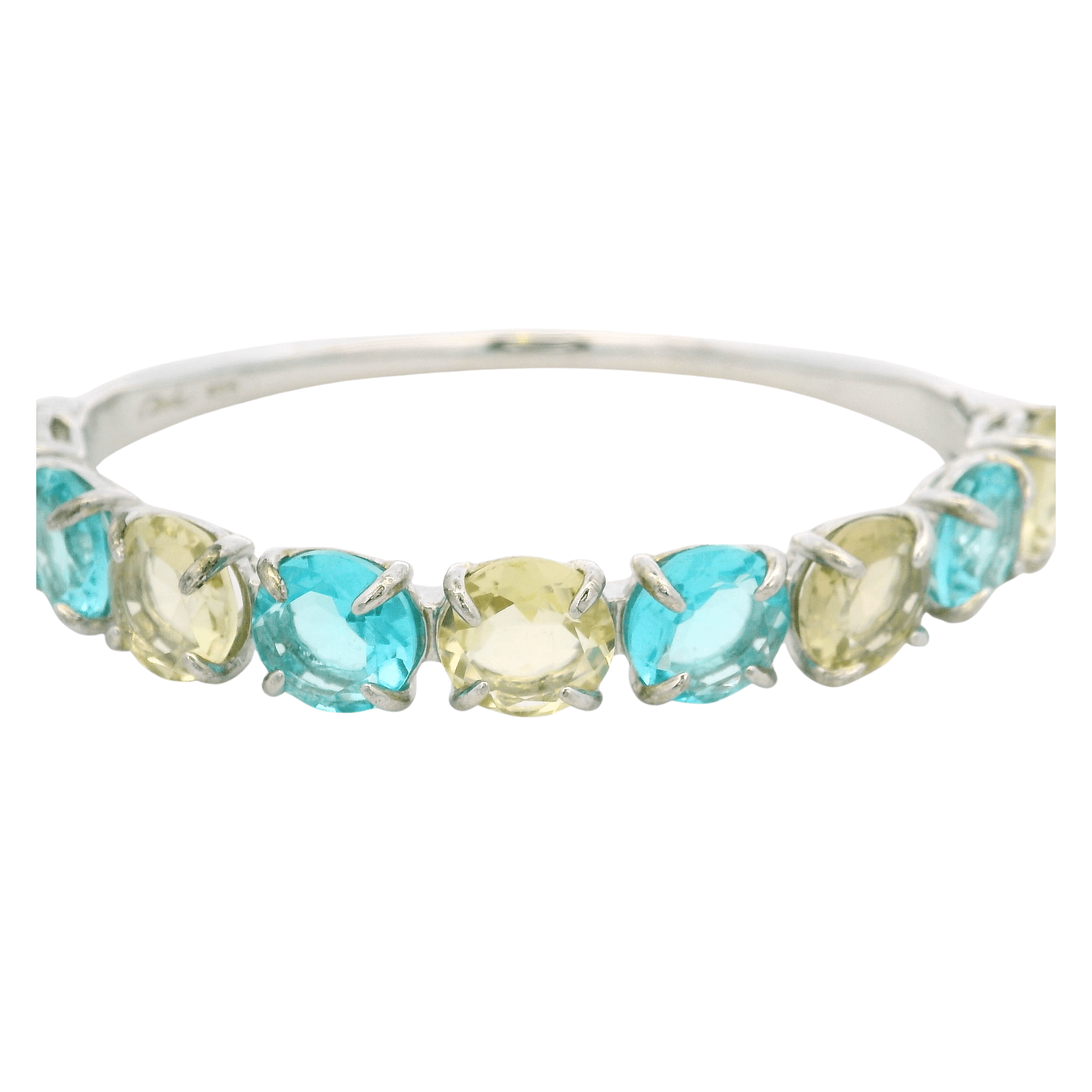 BANGLE LEMON QUARTZ BLUE QUARTZ RHODIUM PLATED - C'SANTOS