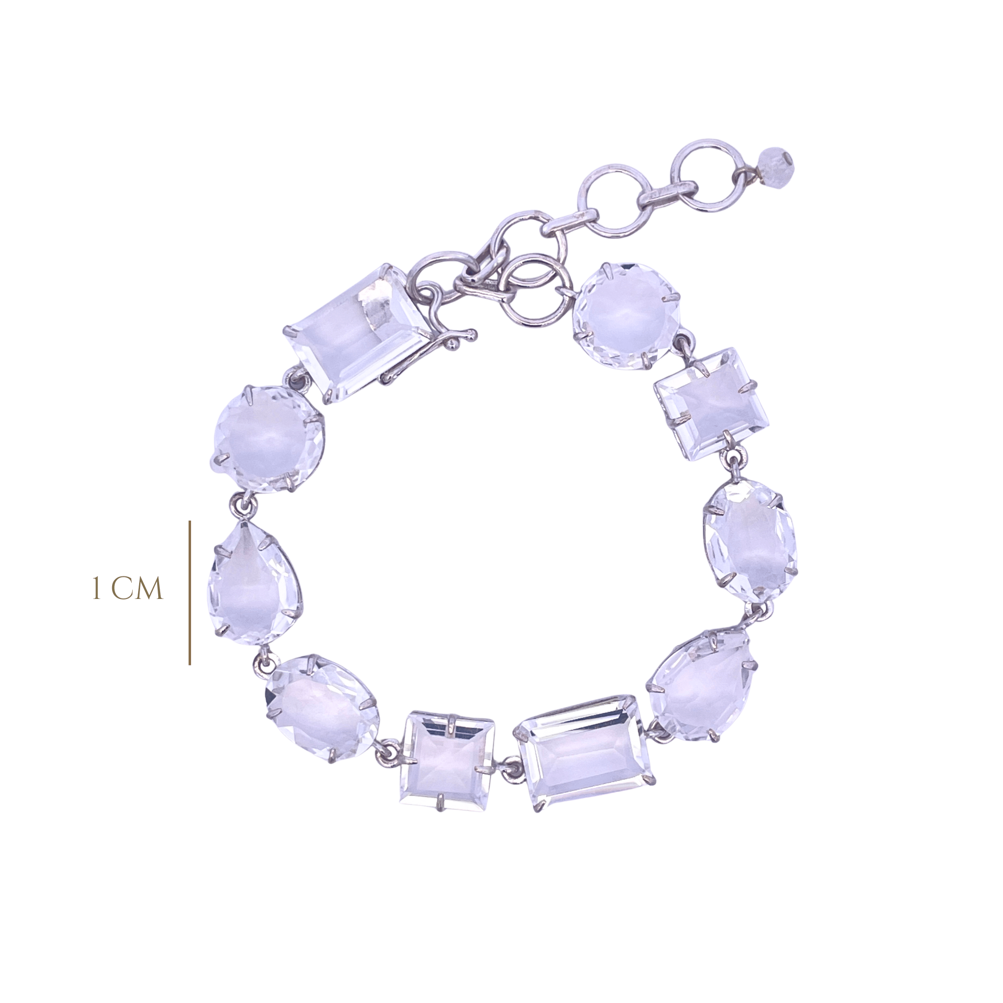 BRACELET MULTI SHAPES SET WITH CLEAR QUARTZ RHODIUM PLATED - C'SANTOS