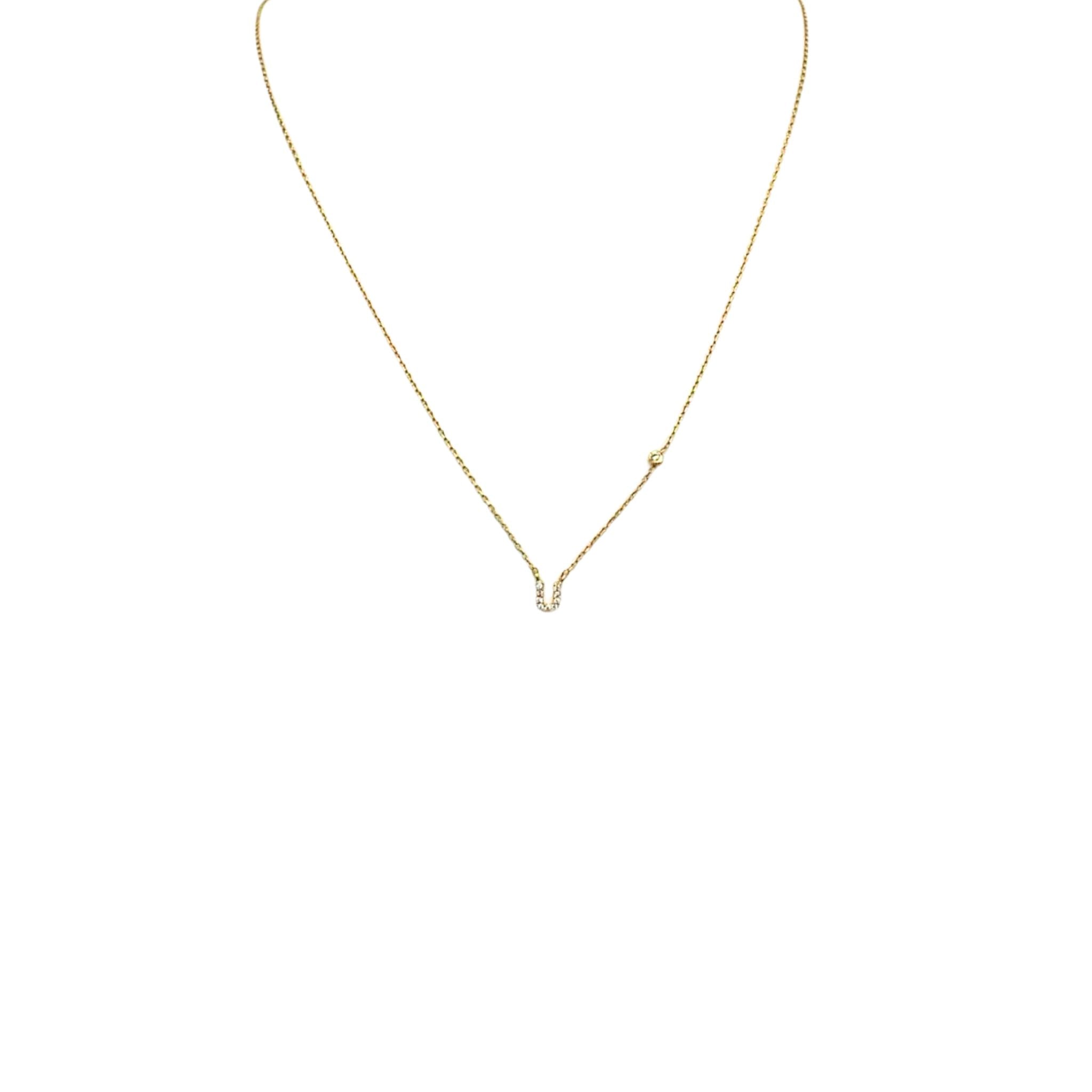 COLLAR DE PLATA 925 CON BAÑO DE ORO AMARIILLO CON INICAL PEQUEÑA U CON CRISTALES - C'SANTOS