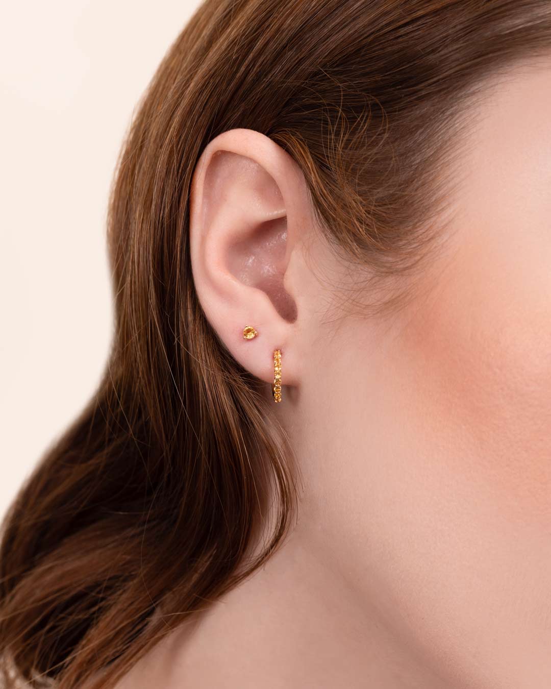 14K GOLD EARRINGS CITRINE 2.5MM