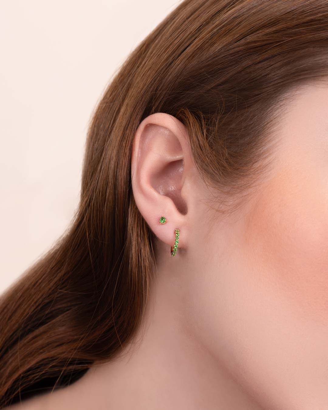 14K GOLD EARRINGS TSAVORITE 2.5MM