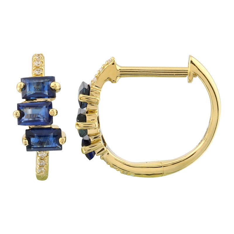 D0.02CT 14KY THREE BAGUETTE HUGGIES BS0.66CT - C'SANTOS