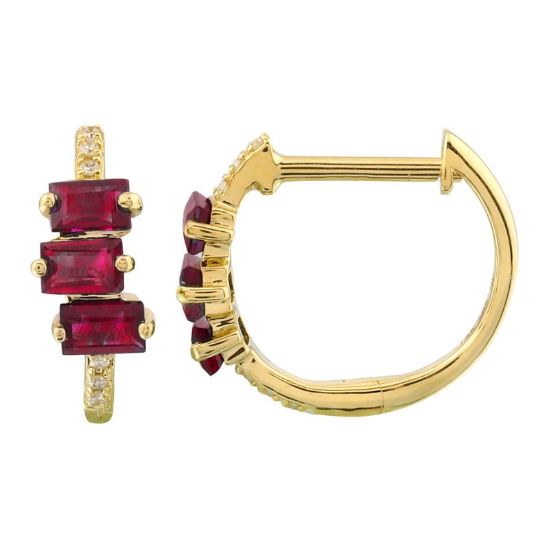 D0.02CT 14KY THREE BAGUETTE HUGGIES RU0.57CT - C'SANTOS