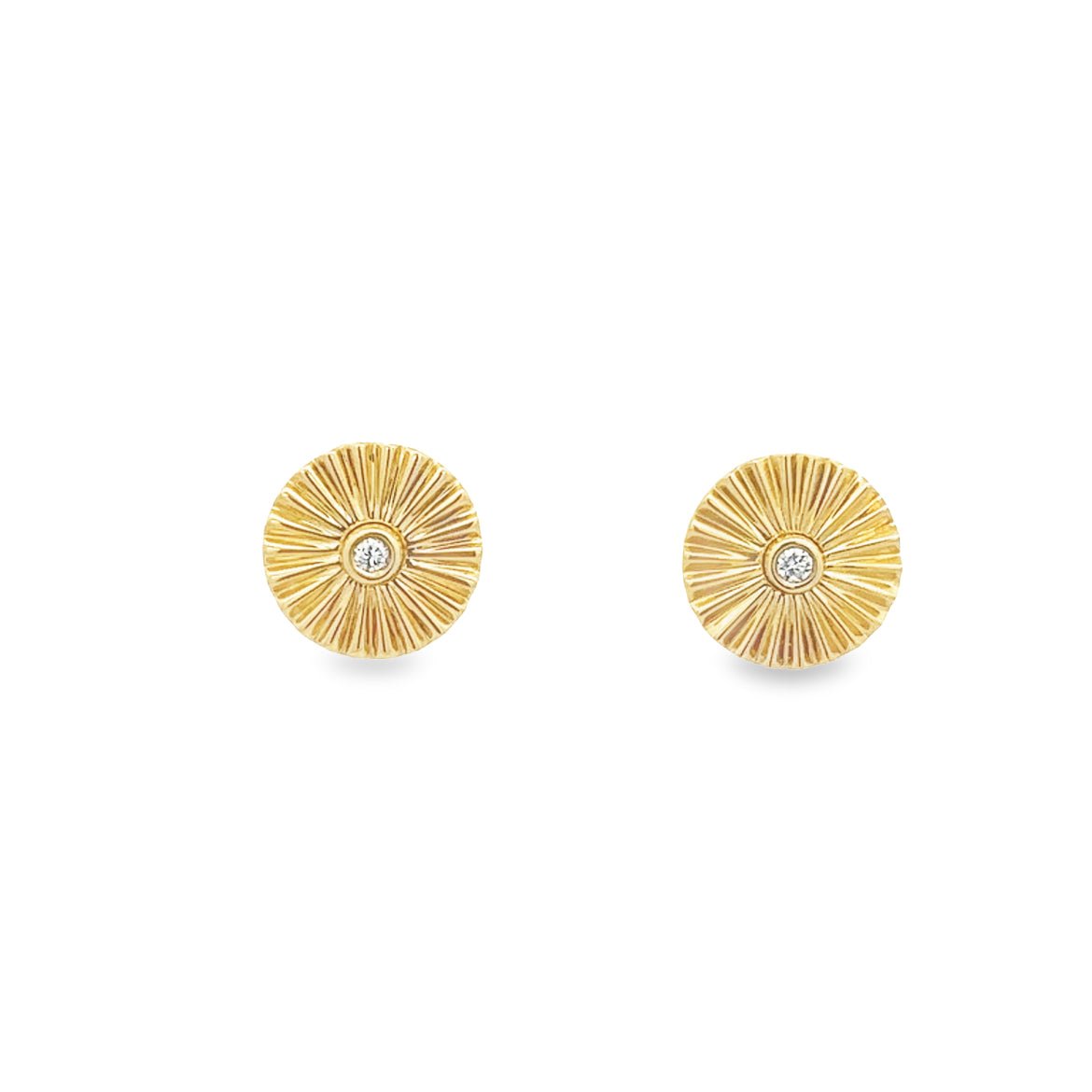 D0.03 14KY BEZEL DIAMOND DISC STUD EARRING - C'SANTOS