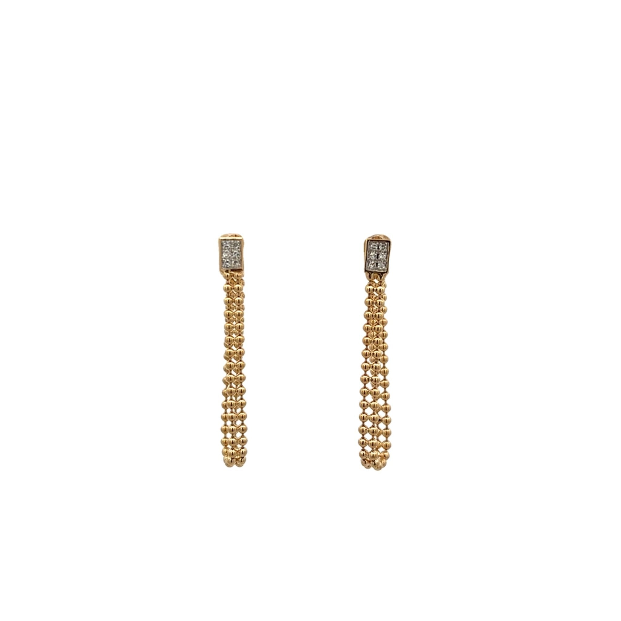 D0.03CT 14KY BAGUETTE AND CHAIN BEADED EARRINGS - C'SANTOS